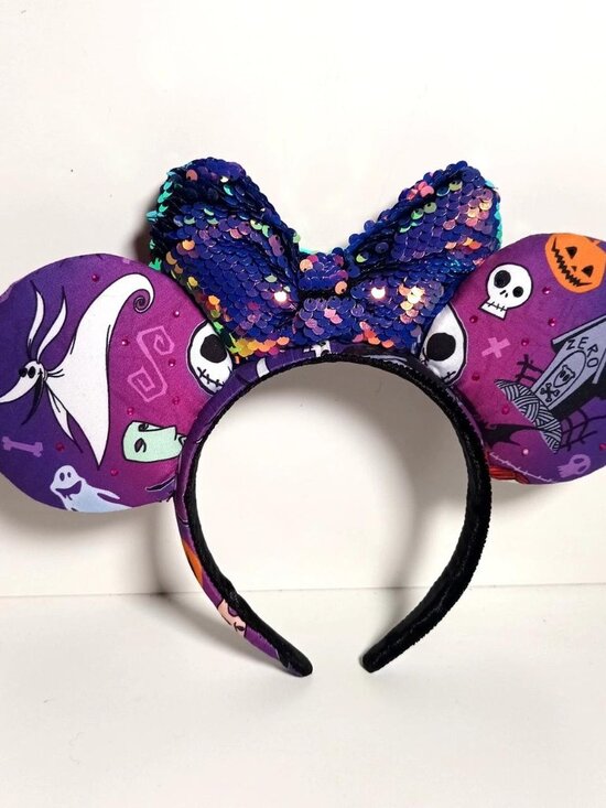 Custom Nightmare Before Christmas Minnie Ears Headband Purple Jack Skellington main image 10